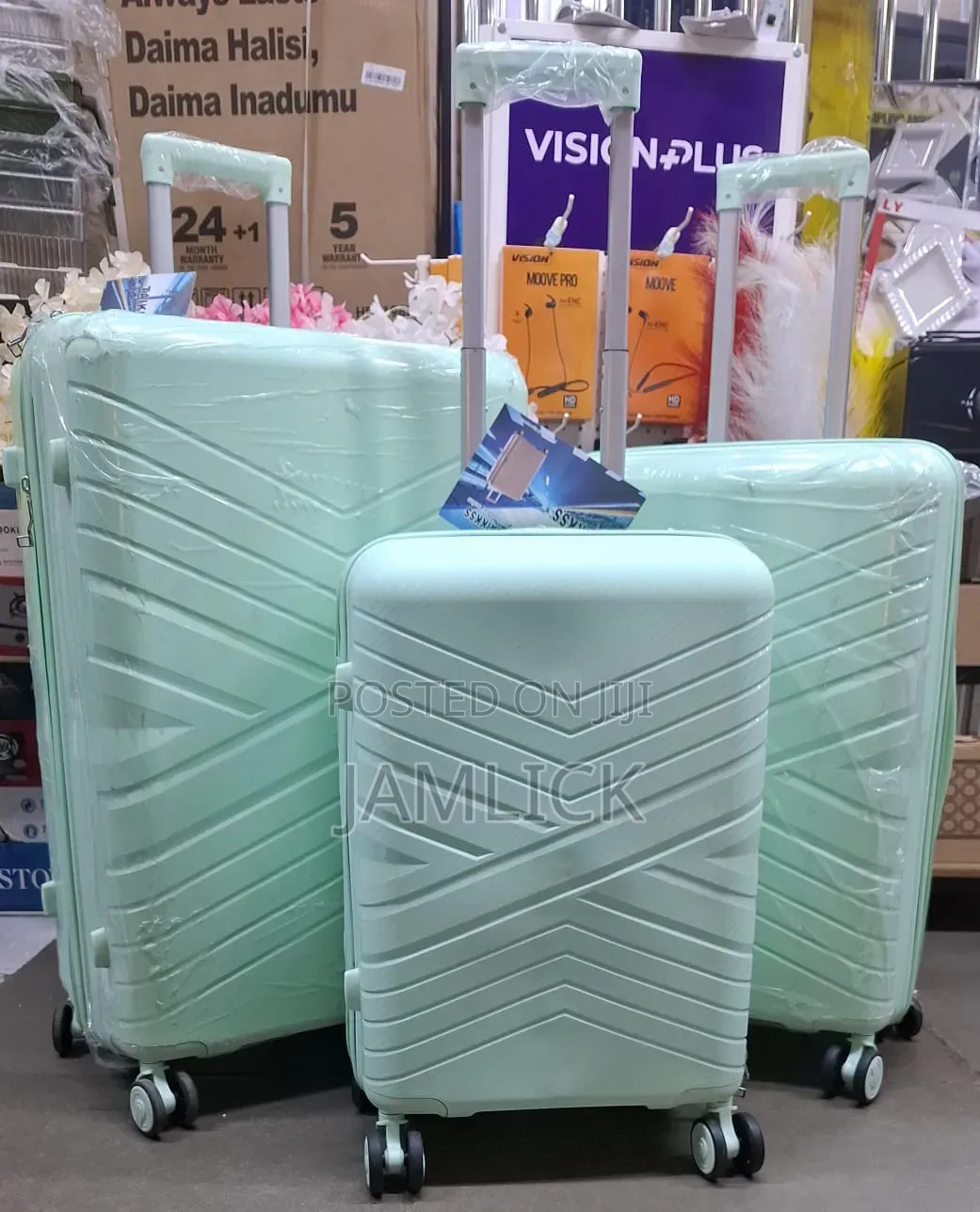 Lime Green Size 4 Unbreakable PP Rubber Suitcase 3-in-1 Set - Pt