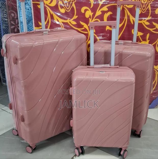Peach Patterned Size 2 Unbreakable PP Rubber Suitcase 3-in-1 Set - Pt