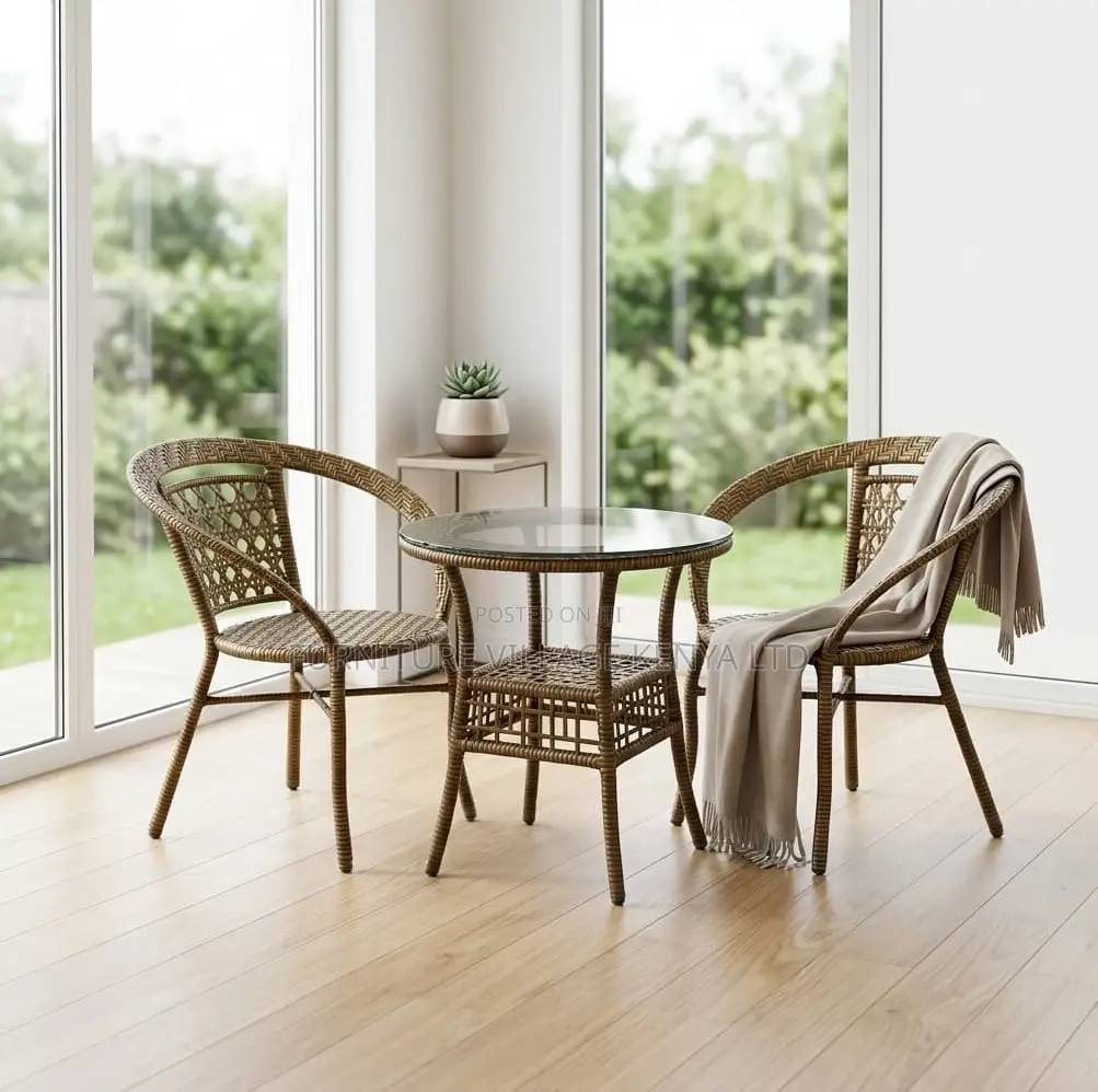 Outdoor Set; Brown 3 Piece Rattan Outdoor-Balcony Set
