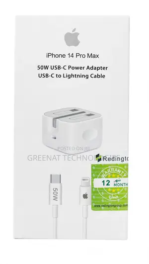 iPhone 14 Pro Max 50W USB-C Power Adapter Fast Charger + USB-C to Ligh