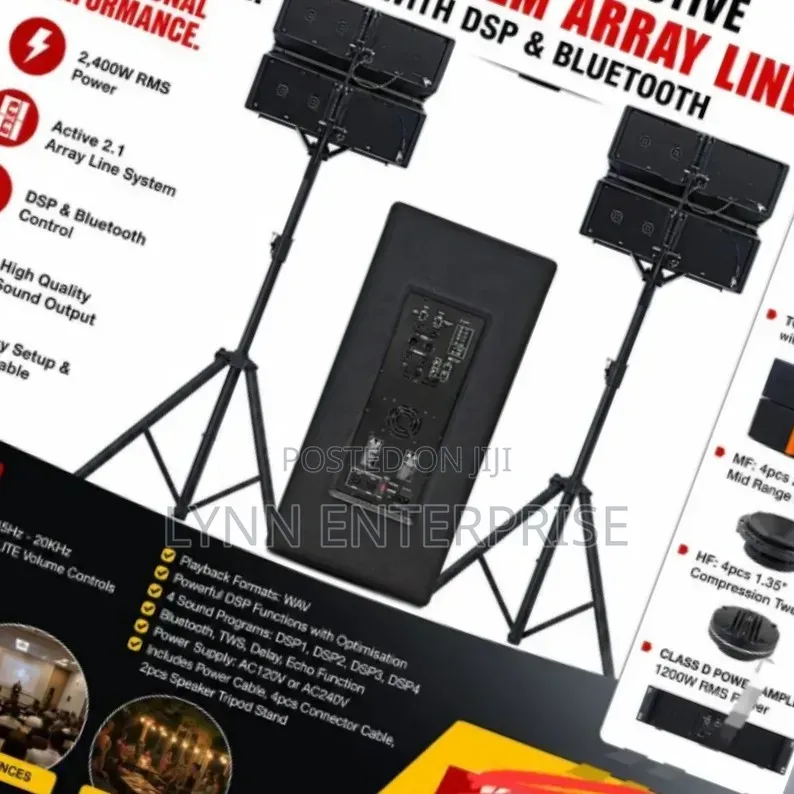 PA SYSTEM ARRAY LINE With DSP and Bluetooth 2400w 2.1 Active