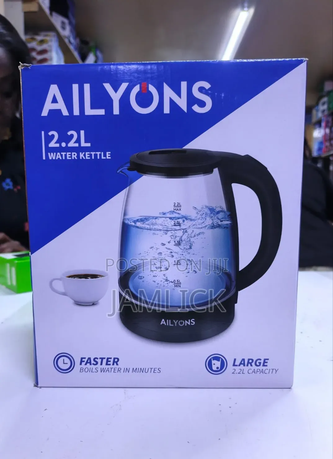 Ailyons 2.2L Clear Glass Electric Kettle - AW
