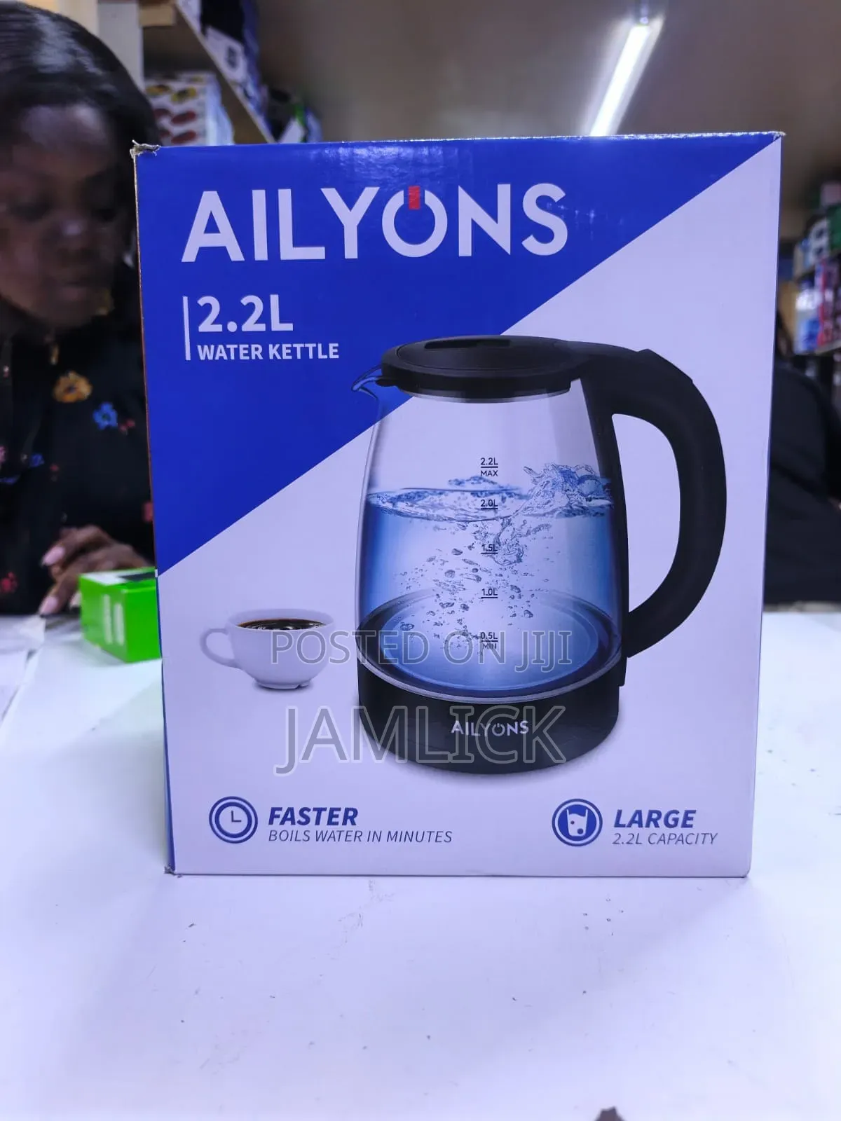 Ailyons 2.2L Clear Glass Electric Kettle - AW