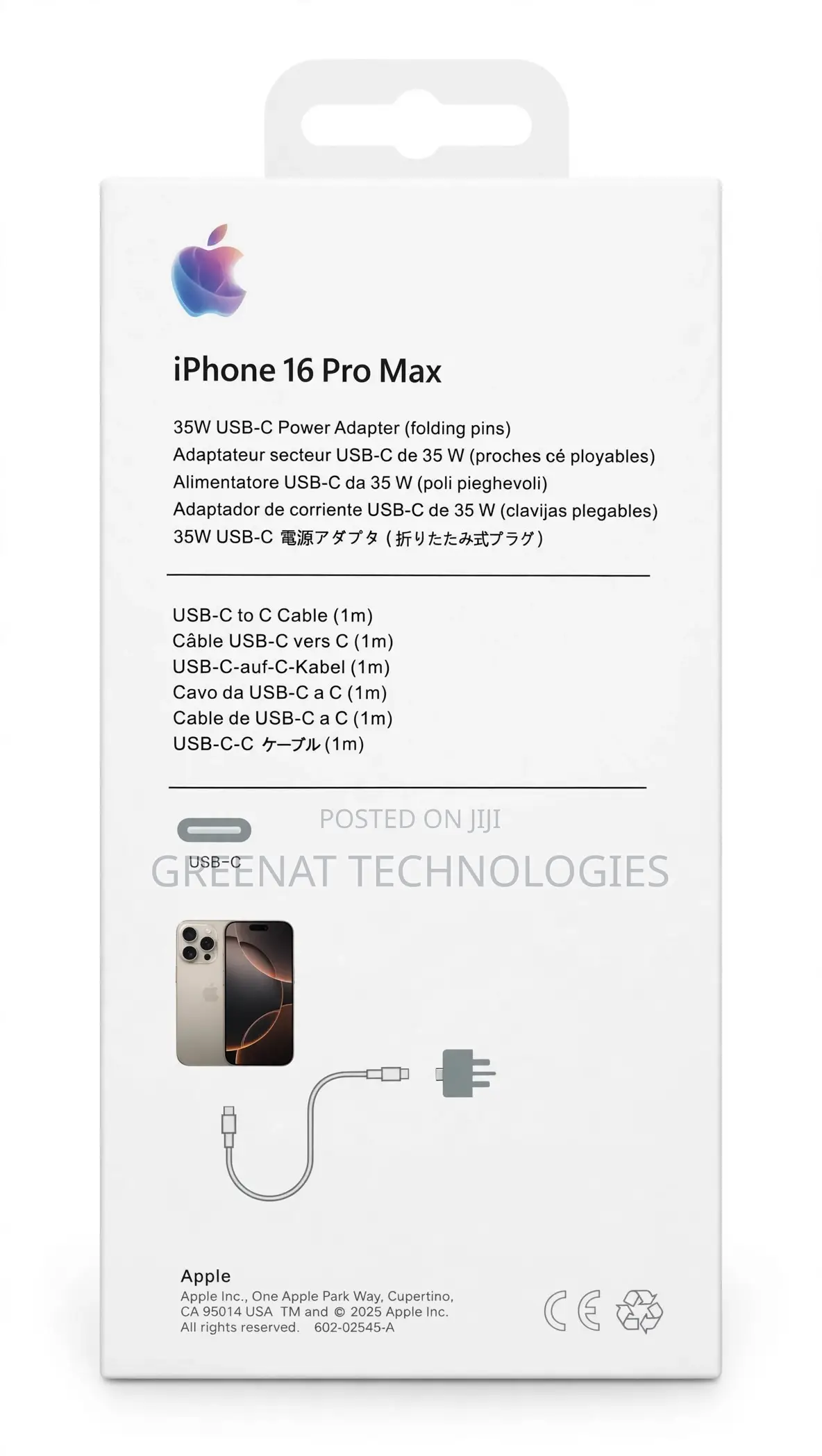 iPhone 16 Pro Max 35W USB-C Power Adapter Fast