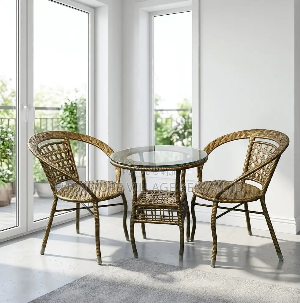 Outdoor Set; Brown 3 Piece Rattan Outdoor-Balcony Set