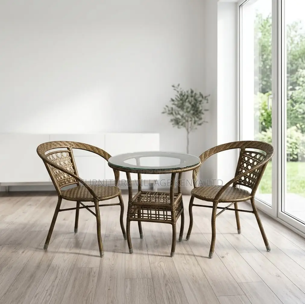 Outdoor Set; Brown 3 Piece Rattan Outdoor-Balcony Set