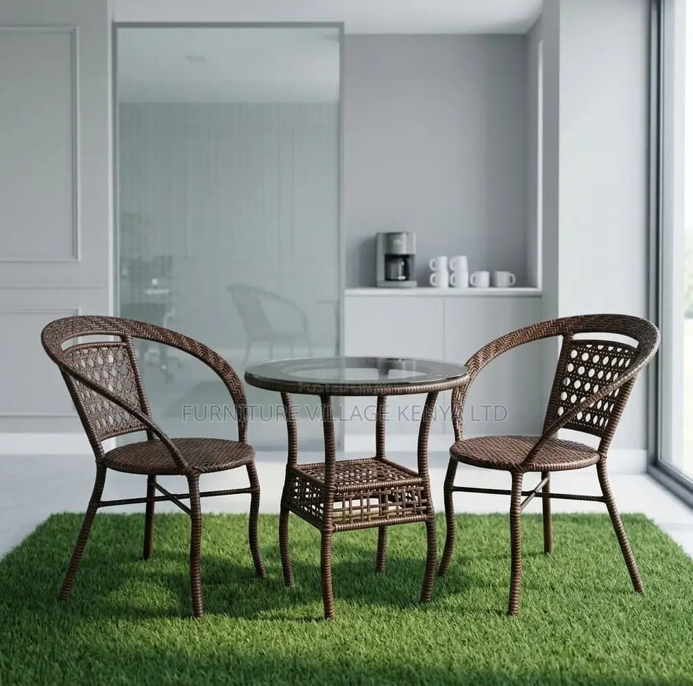 Outdoor Set; Brown 3 Piece Rattan Outdoor-Balcony Set