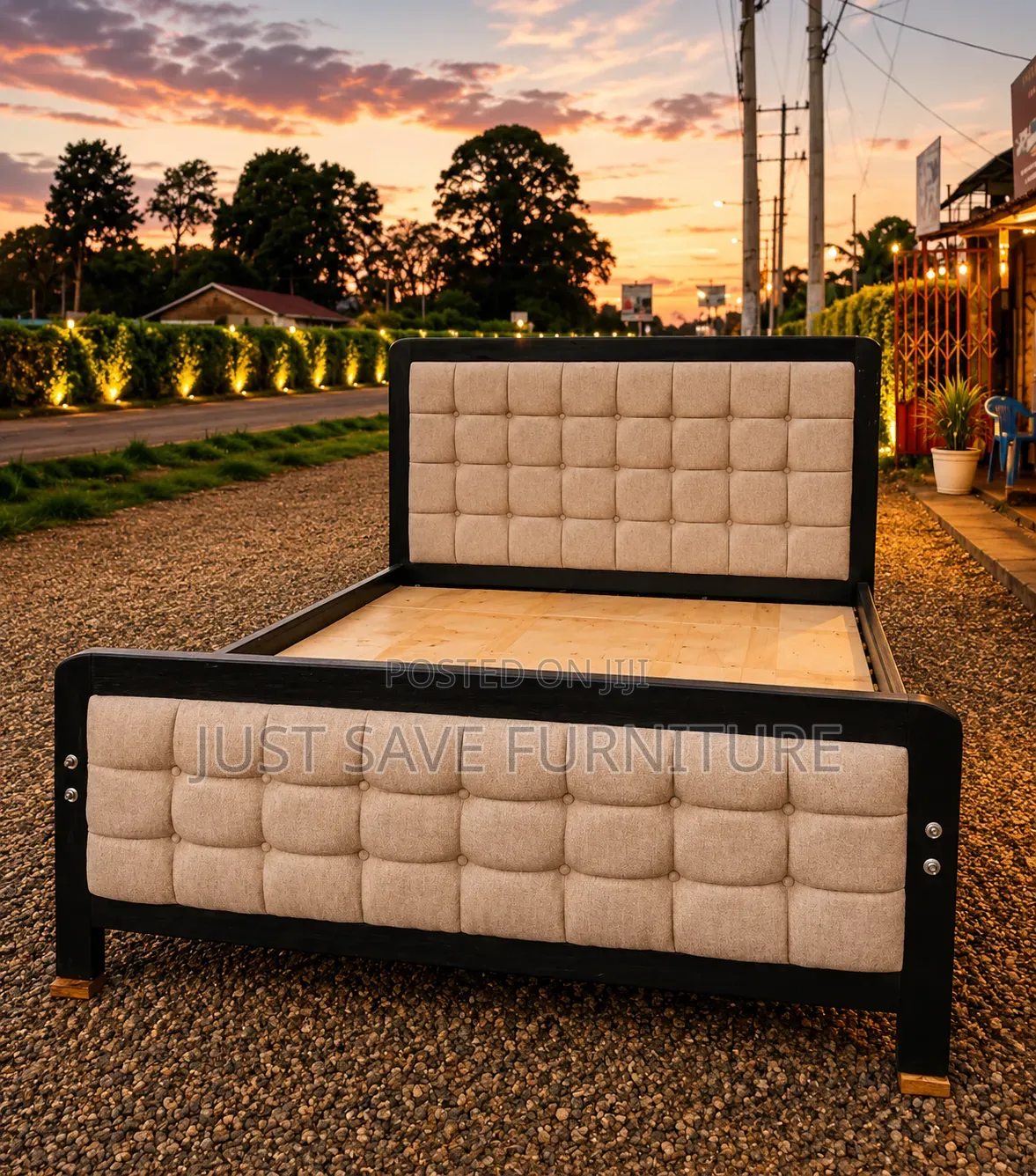 NoirLuxe 5×6 Upholstered Bed