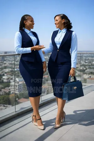 Cooperate Blue Women Suits. Dress With Half Coat