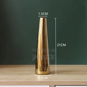 Plain Small-Neck Gold Ceramic Vases - Vn