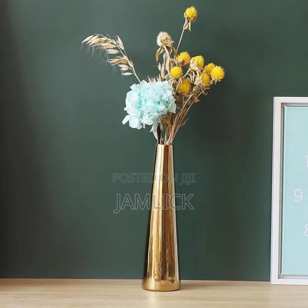 Plain Small-Neck Gold Ceramic Vases - Vn - thumbnail 3