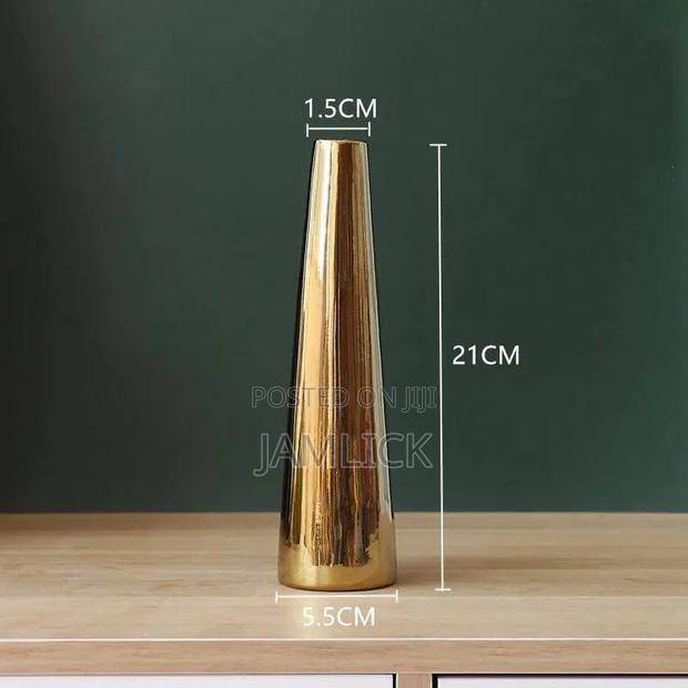 Plain Small-Neck Gold Ceramic Vases - Vn - thumbnail 5