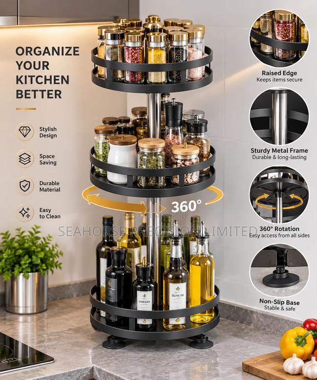 Metallic Rotating Spice Rack