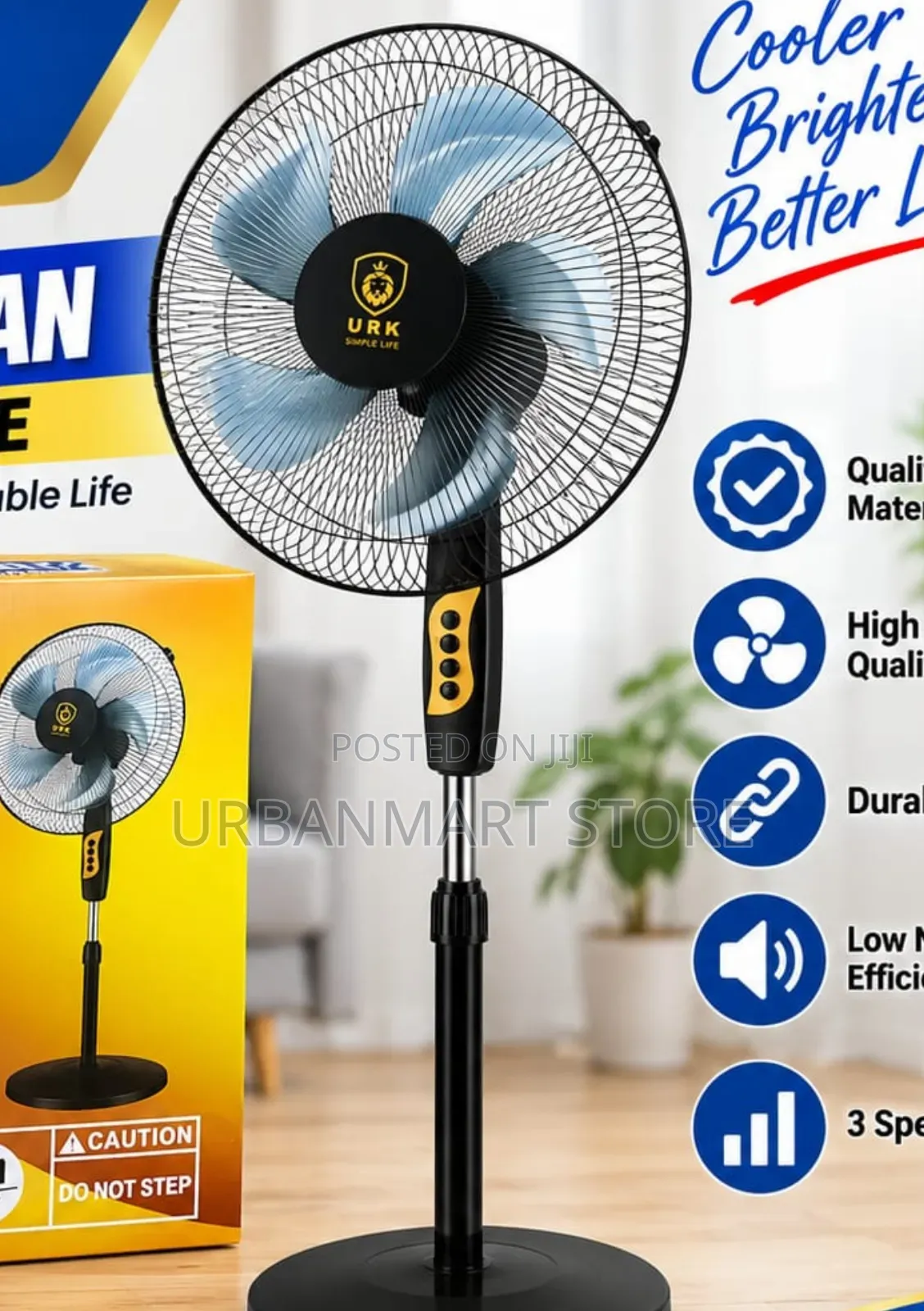 URK 16 Inch Oscillating Stand Fan