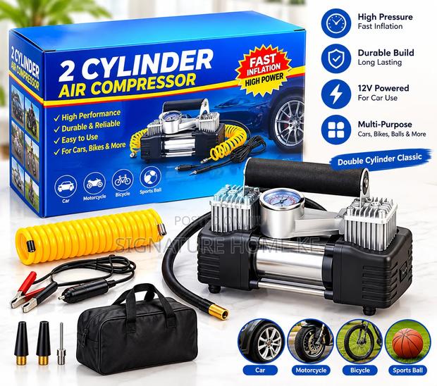 2-Cylinder Air Compressor Tyre Inflator