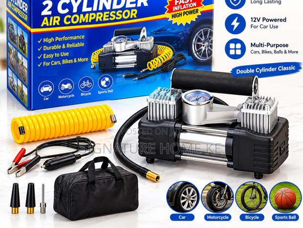 2-Cylinder Air Compressor Tyre Inflator - thumbnail 2