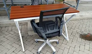 Home/Office Metallic Desk and Mesh Chair