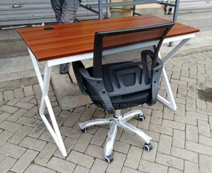 Home/Office Metallic Desk and Mesh Chair