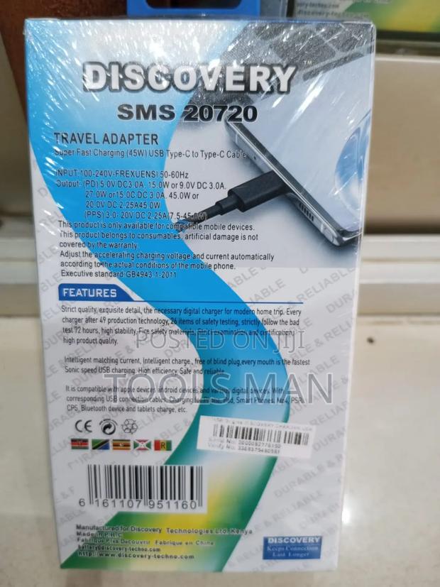 Discovery 45W PD Type-C Fast Charger PD-45. - thumbnail 2