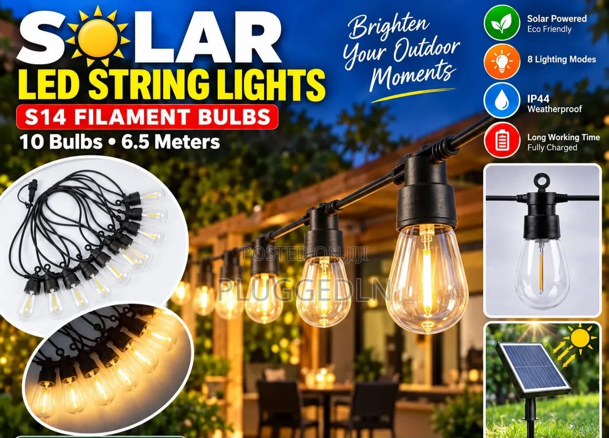 Solar LED Filament String Lights/Bulb 6.5 Meters