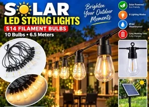 Solar LED Filament String Lights/Bulb 6.5 Meters