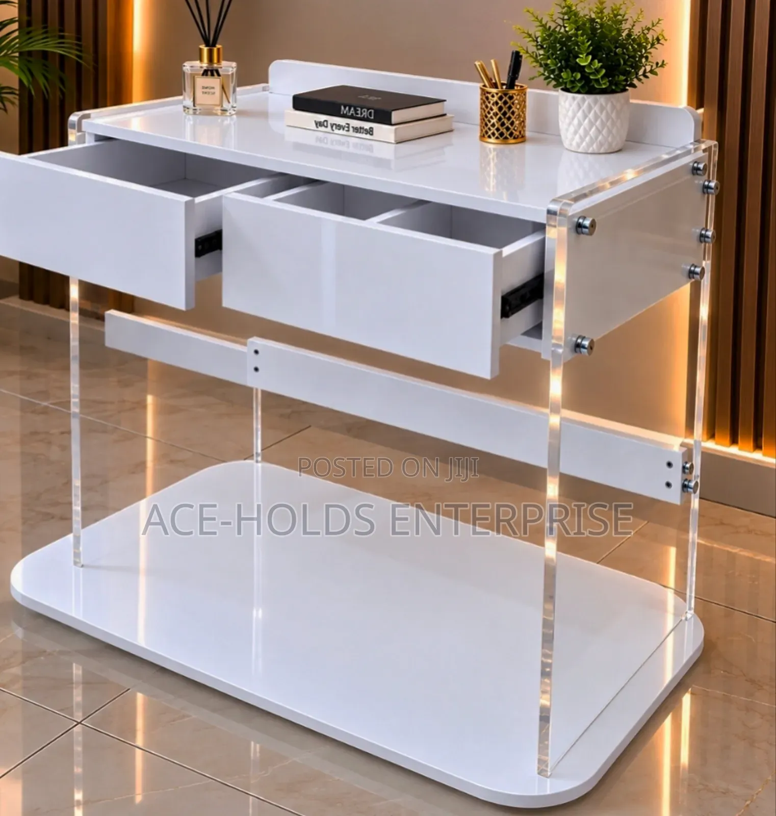 Executive 1.2m Imported Study Office Desk - Side Glass Frame