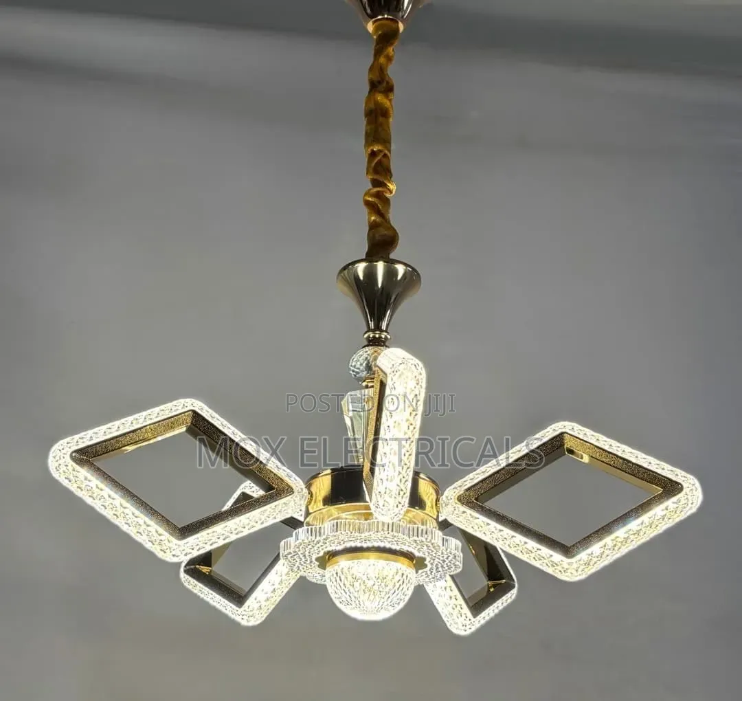 LED Crystal Chandelier With Geometric Diamond-Shaped Arms