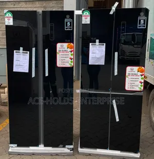 450 Litres Smart Pro Side by Side No Frost Fridge - Black Glass Door