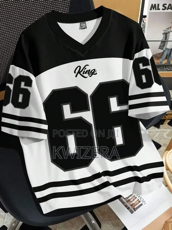 ​Trendy Black White "King 66" Oversized Graphic T-Shirt