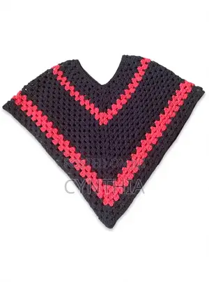 Handmade Crochet Poncho - Grey Pink