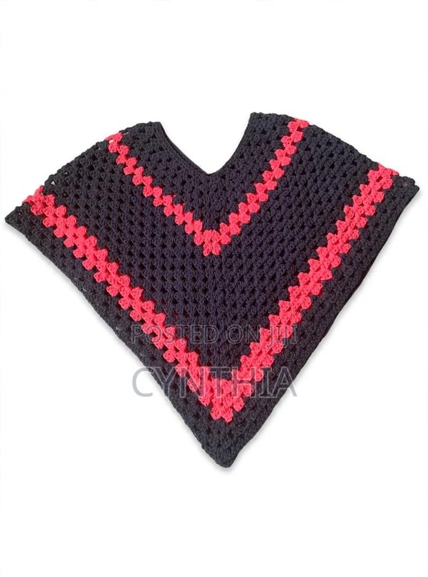 Handmade Crochet Poncho - Grey Pink