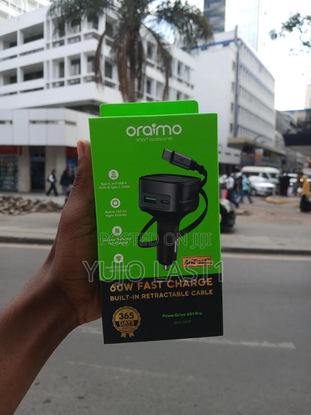 Oraimo Powerdrive 601 Pro60W Fast Car Ch Built in Retractable Cable