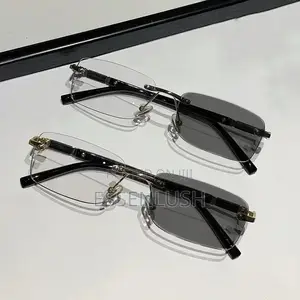​Executive Rimless Transition Glasses – Luxury Photochromic Anti-Blue