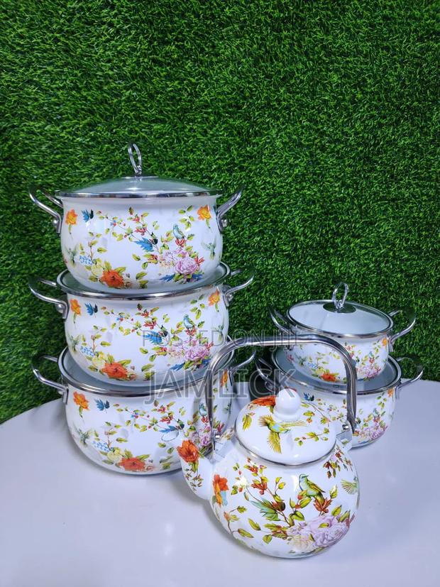 12pcs Enamel Cookware Set With Kettle - Bb - thumbnail 2