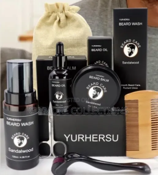​All-in-One Mens Beard Grooming Set With Derma Roller Storage Pouch
