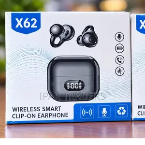 X62 Wireless Smart Clip-on Earbuds With LED Display Noise Reduction