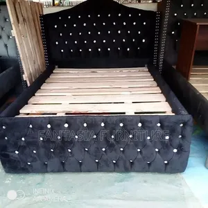 5 by 6 Black Wingback Beds
