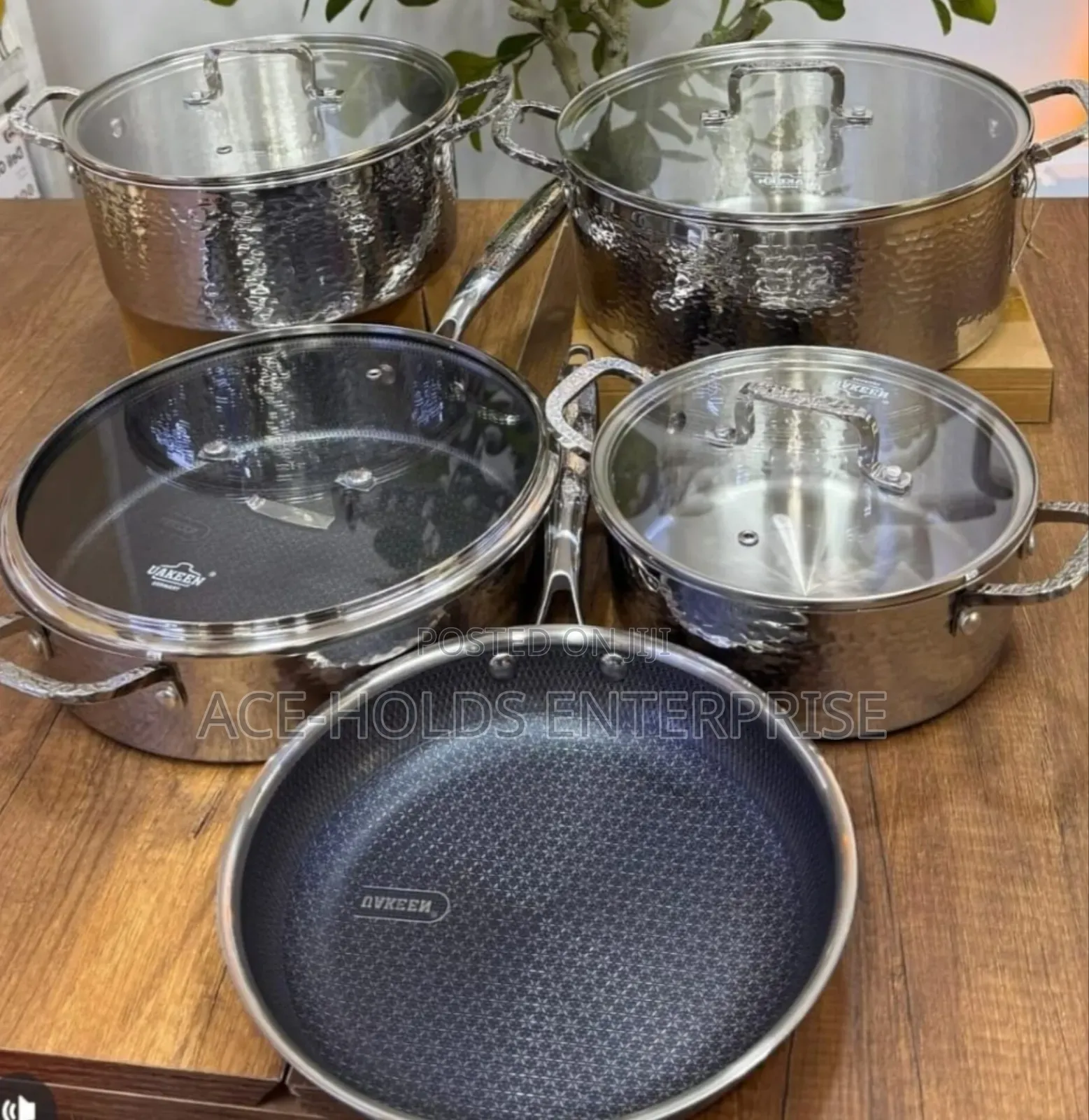 9 Pieces - UAKEEN Stainless Cookware Set, Glass Lids
