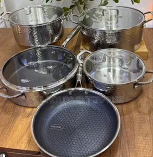 9 Pieces - UAKEEN Stainless Cookware Set, Glass Lids