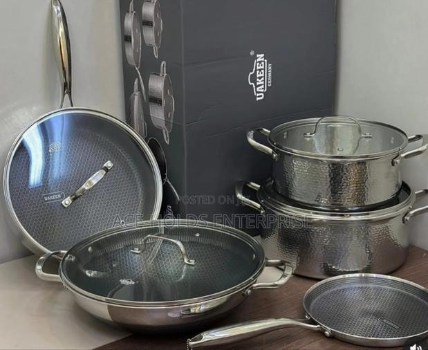 9 Pieces - UAKEEN Stainless Cookware Set, Glass Lids - thumbnail 2