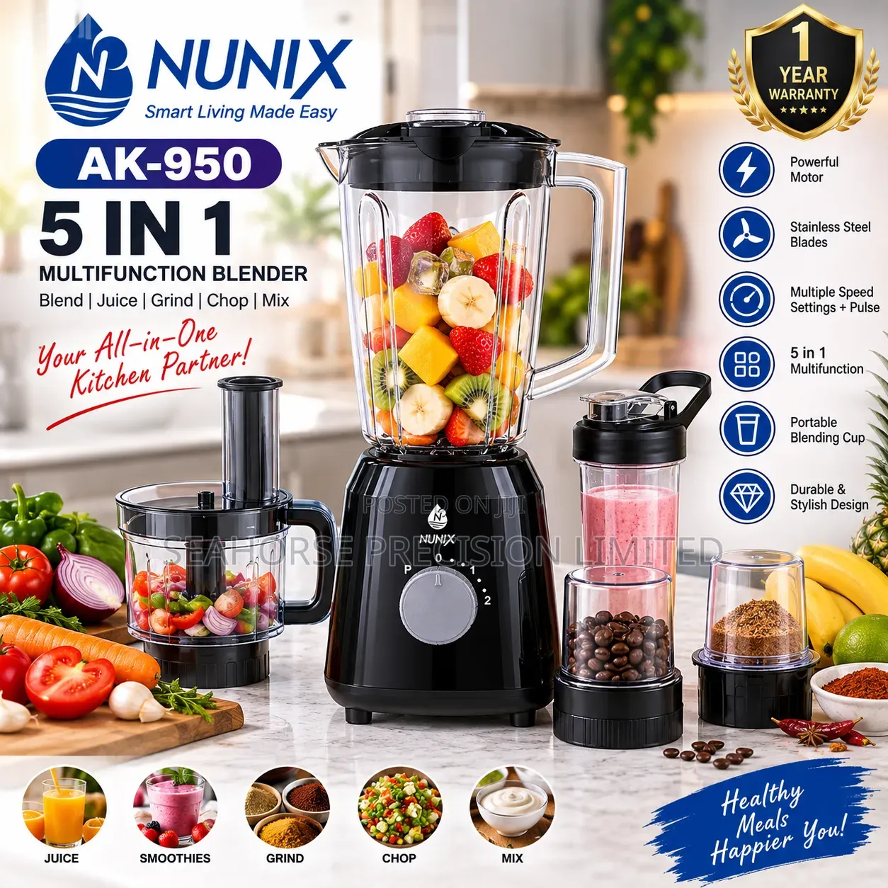  NUNIX AK-950 5-in-1 Multifunction Blender