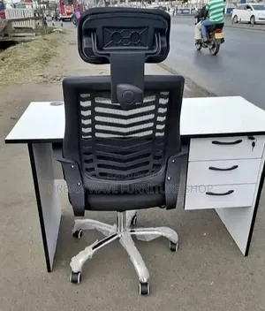 White ,Grey Desks + Black Office Chairs