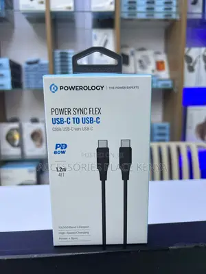 Powerology 60W USB-C to USB-C V2.0 TPE Jacket Cable 1.2 Meter - Black