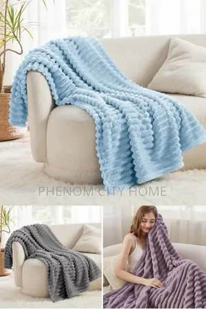 Quality Fine Chocolate Brown Velvet-Ribbed Throw Blane