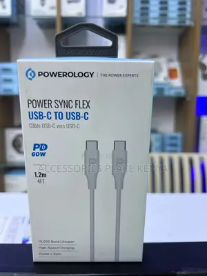 Powerology 60W USB-C to USB-C V2.0 TPE Cable 1.2 Meter - White