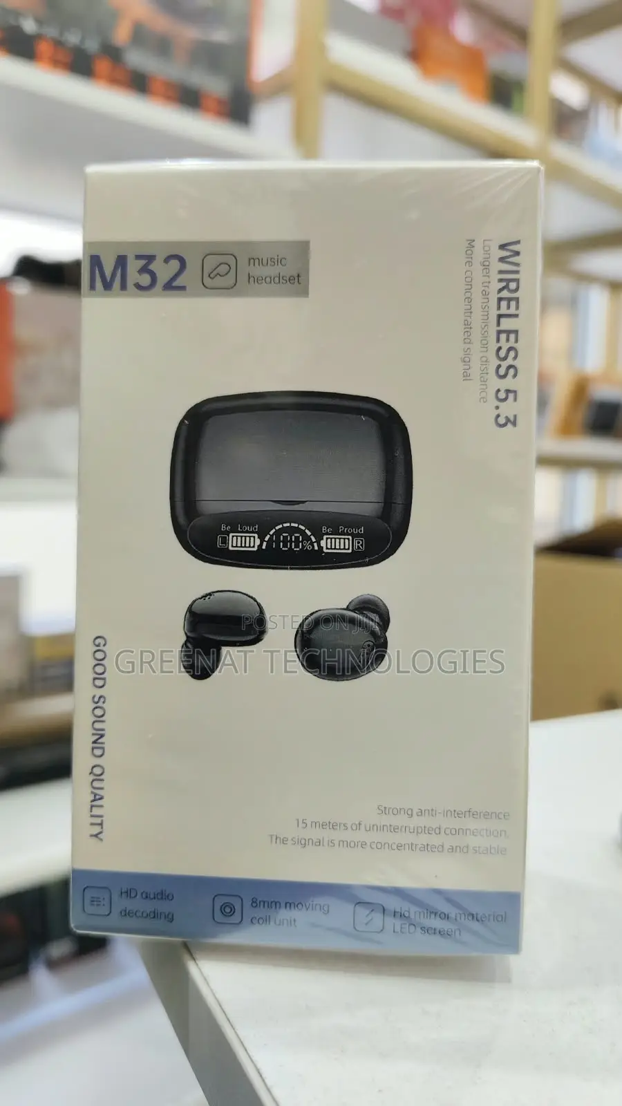 M32 TWS True Wireless Earbuds Siri Voice Call LED Waterproof 15 Metres