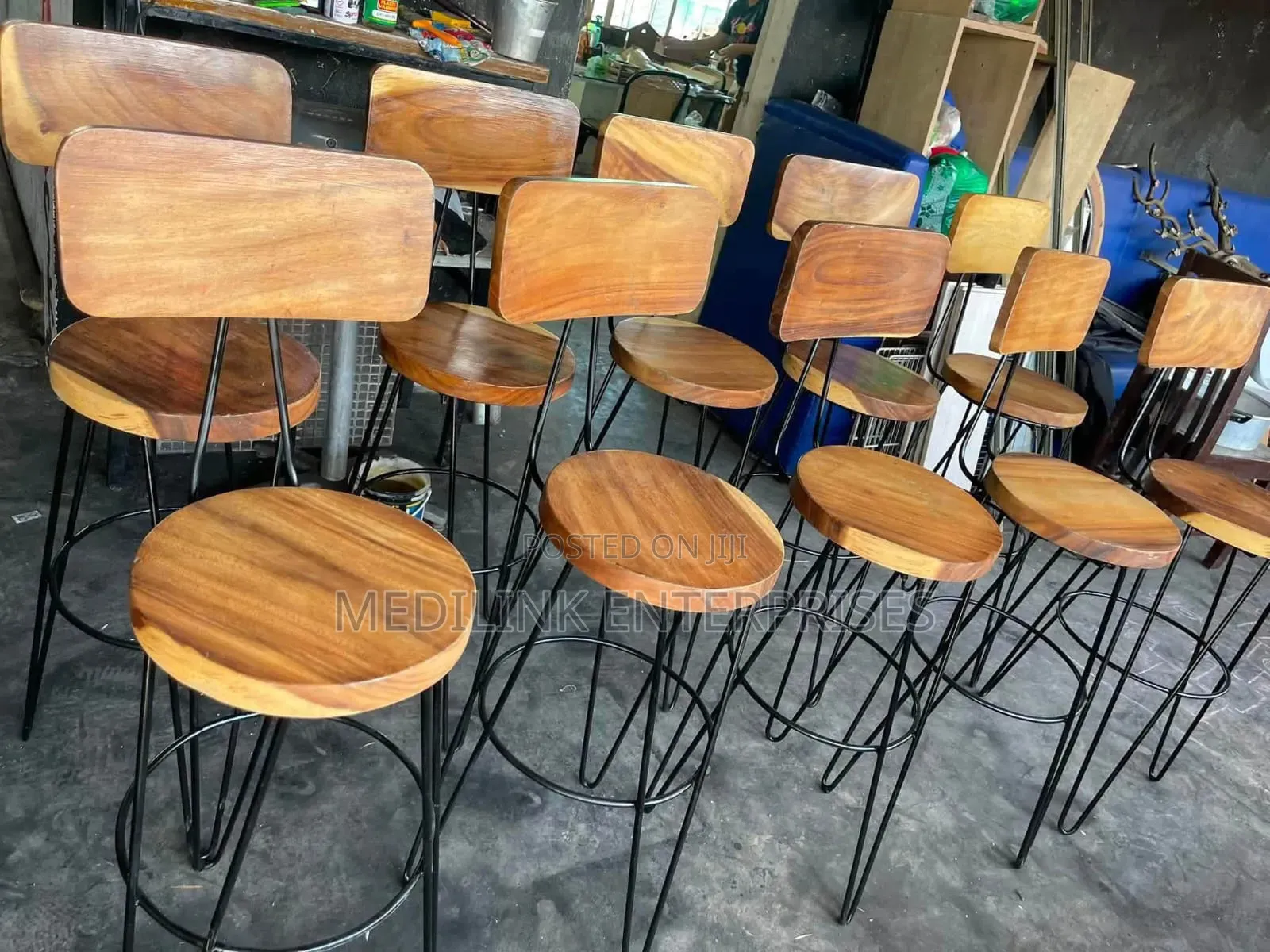 Wooden Metallic Engraved Counter Stools