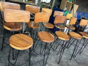 Wooden Metallic Engraved Counter Stools