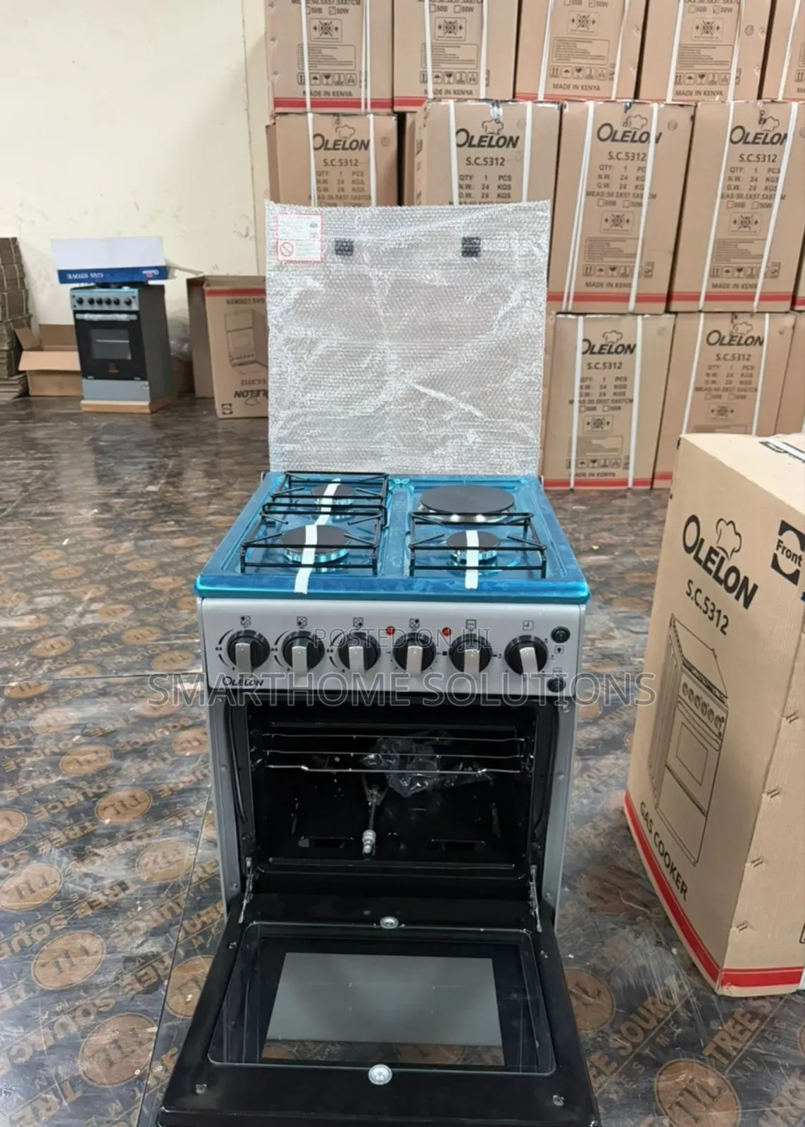 New Model Silver Olelon Free Standing 3 Gas Burner +1 Electric Cooker