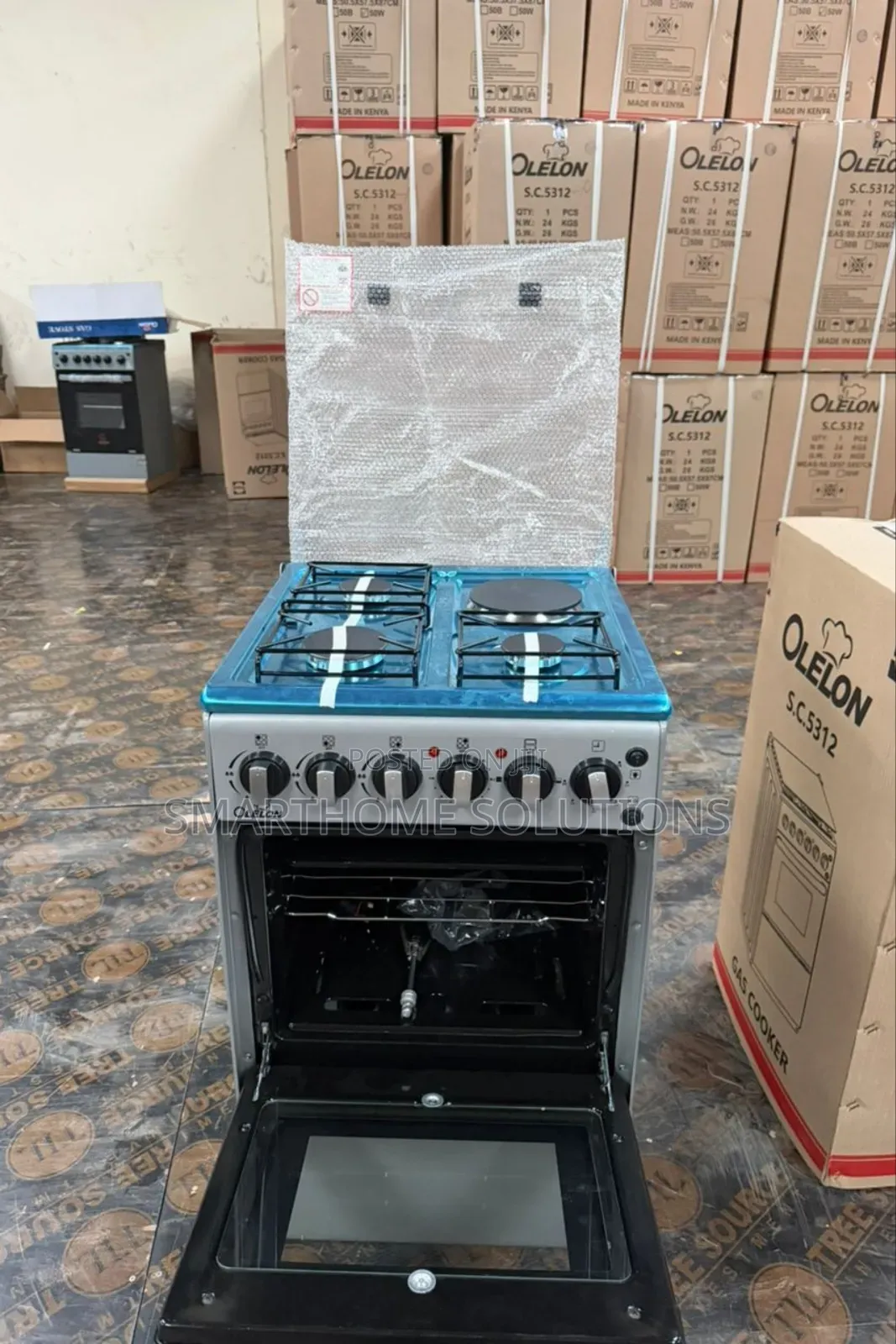New Model Silver Olelon Free Standing 3 Gas Burner +1 Electric Cooker